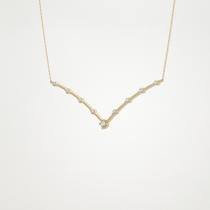 0.33 CT Moissanite V Shaped Necklace in 14K or 18K Solid Gold – DEF Color, VVS Clarity