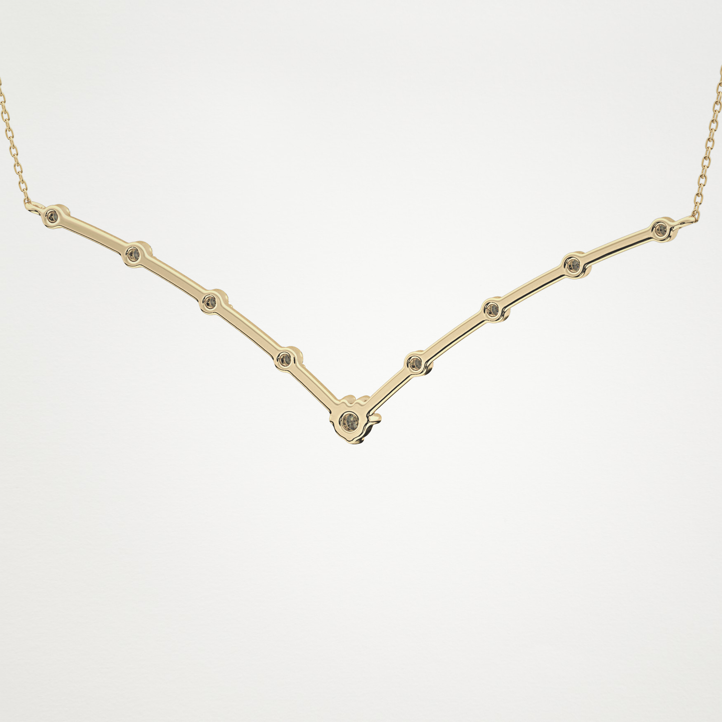 0.33 CT Moissanite V Shaped Necklace in 14K or 18K Solid Gold – DEF Color, VVS Clarity
