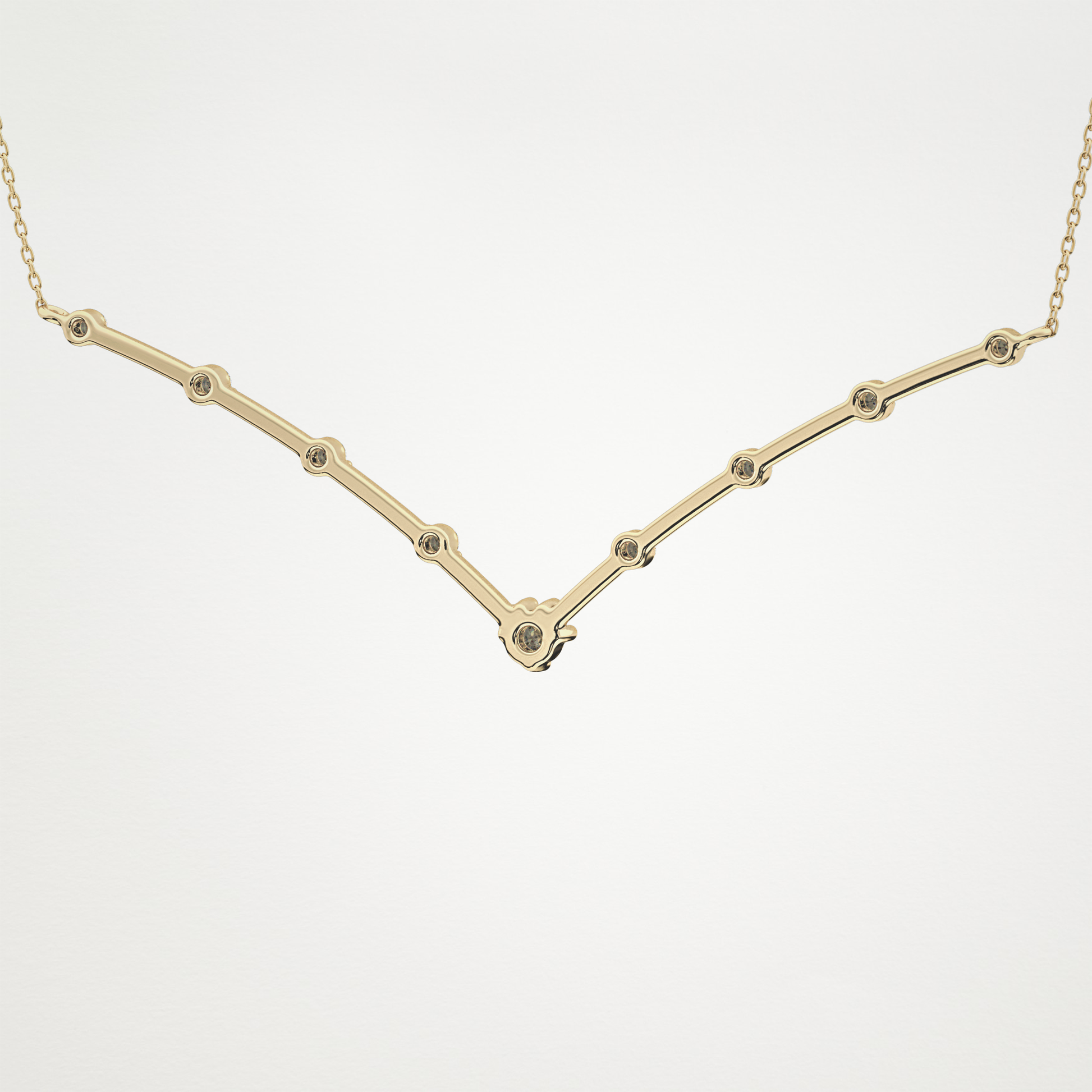 0.33 CT Moissanite V Shaped Necklace in 14K or 18K Solid Gold – DEF Color, VVS Clarity