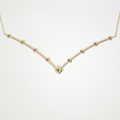 0.33 CT Moissanite V Shaped Necklace in 14K or 18K Solid Gold – DEF Color, VVS Clarity