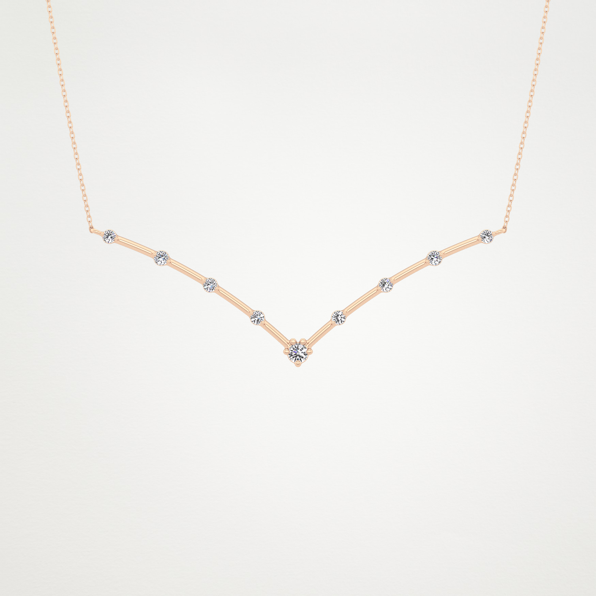 0.33 CT Moissanite V Shaped Necklace in 14K or 18K Solid Gold – DEF Color, VVS Clarity
