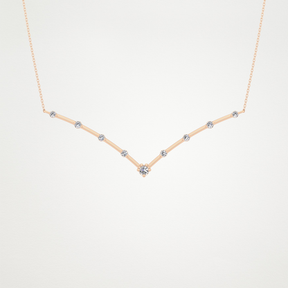0.33 CT Moissanite V Shaped Necklace in 14K or 18K Solid Gold – DEF Color, VVS Clarity