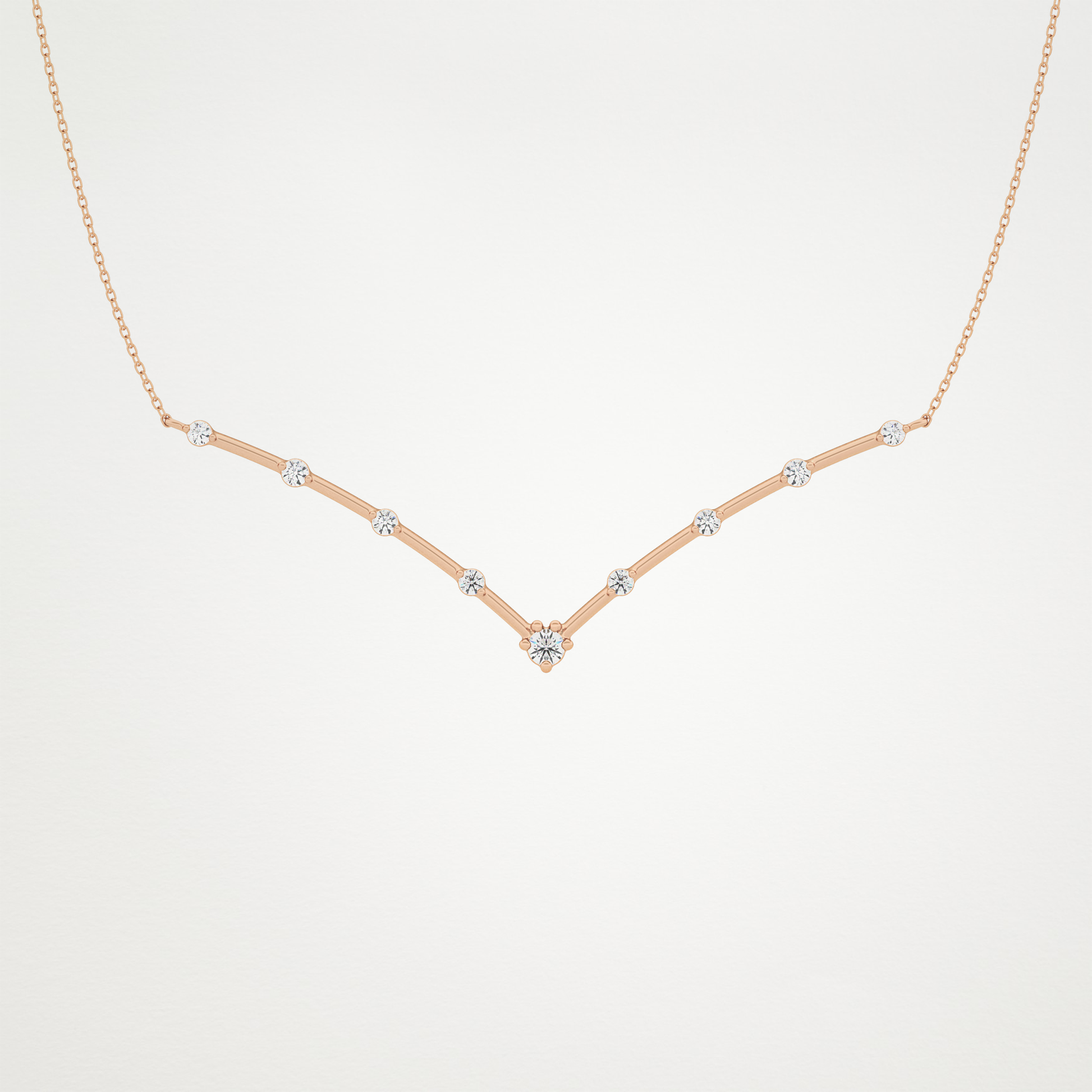 0.33 CT Moissanite V Shaped Necklace in 14K or 18K Solid Gold – DEF Color, VVS Clarity