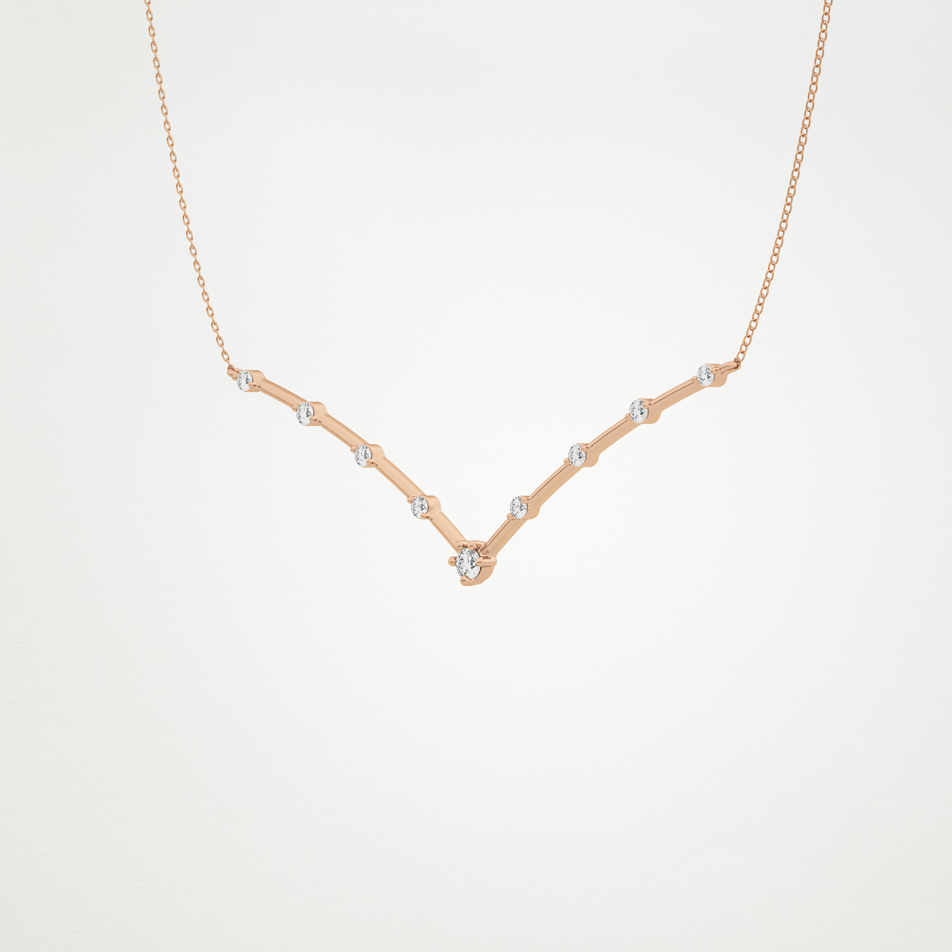 0.33 CT Moissanite V Shaped Necklace in 14K or 18K Solid Gold – DEF Color, VVS Clarity