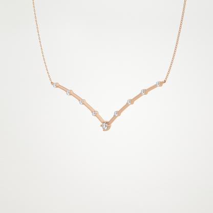 0.33 CT Moissanite V Shaped Necklace in 14K or 18K Solid Gold – DEF Color, VVS Clarity