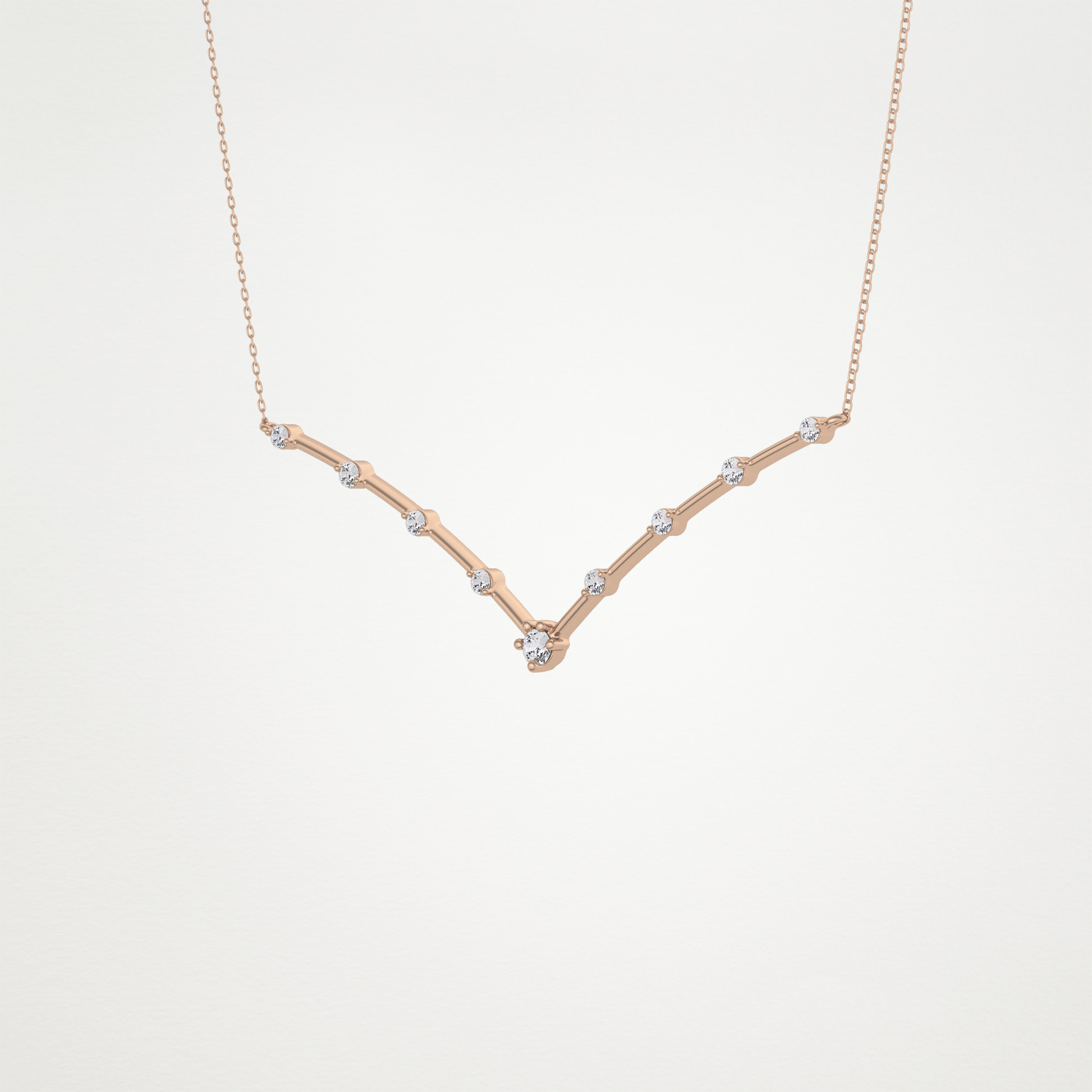 0.33 CT Moissanite V Shaped Necklace in 14K or 18K Solid Gold – DEF Color, VVS Clarity
