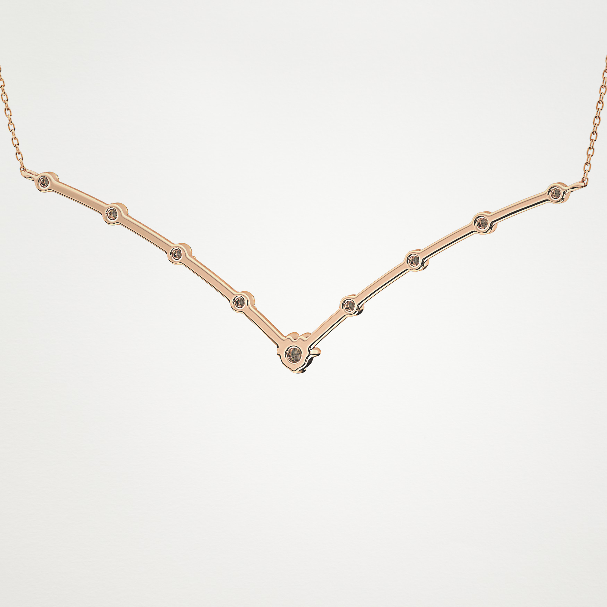 0.33 CT Moissanite V Shaped Necklace in 14K or 18K Solid Gold – DEF Color, VVS Clarity