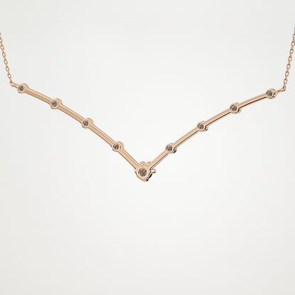 0.33 CT Moissanite V Shaped Necklace in 14K or 18K Solid Gold – DEF Color, VVS Clarity