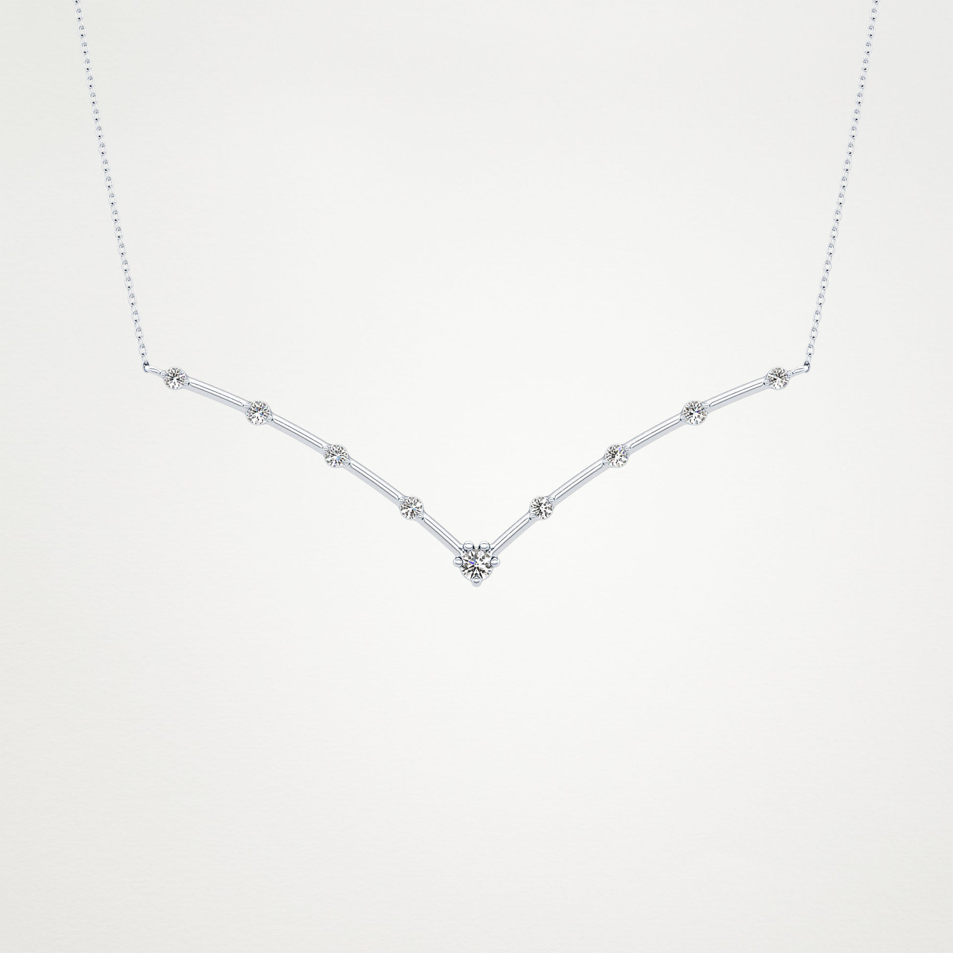 0.33 CT Moissanite V Shaped Necklace in 14K or 18K Solid Gold – DEF Color, VVS Clarity
