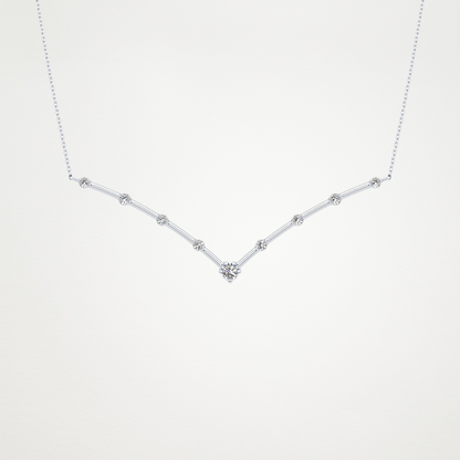 0.33 CT Moissanite V Shaped Necklace in 14K or 18K Solid Gold – DEF Color, VVS Clarity