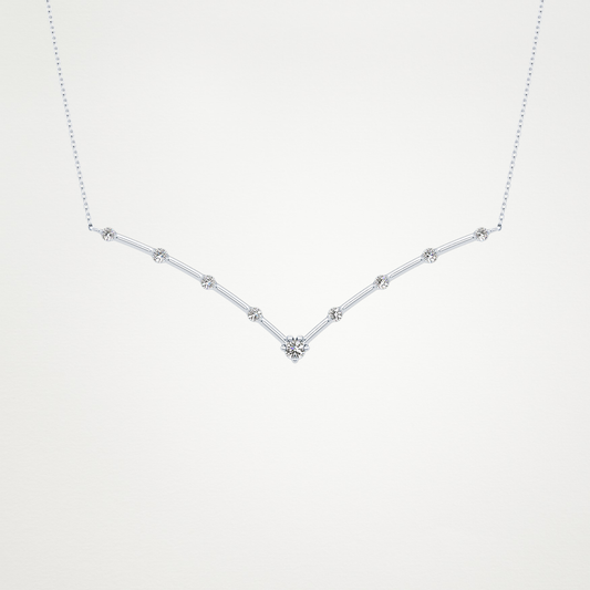 0.33 CT Moissanite V Shaped Necklace in 14K or 18K Solid Gold – DEF Color, VVS Clarity