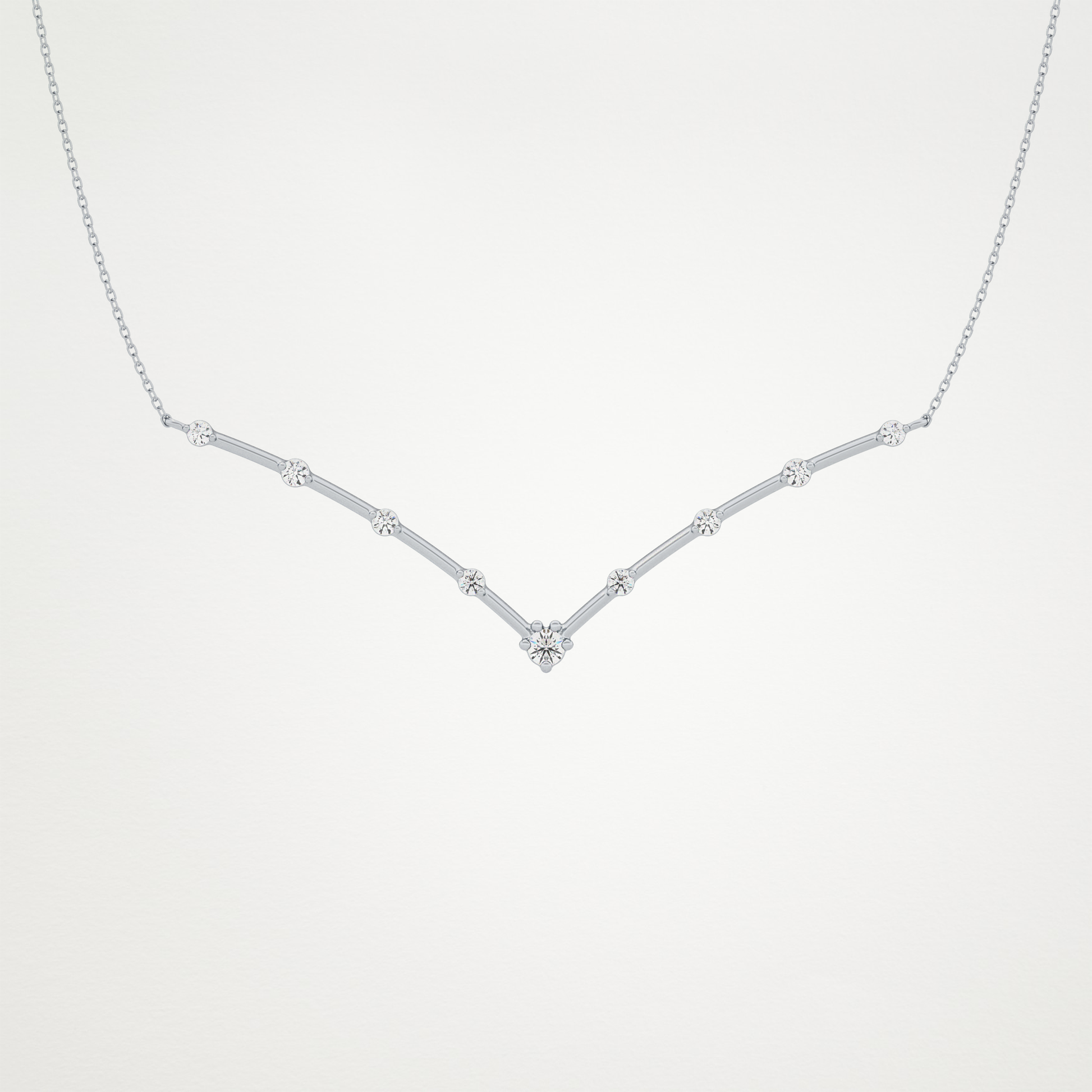 0.33 CT Moissanite V Shaped Necklace in 14K or 18K Solid Gold – DEF Color, VVS Clarity