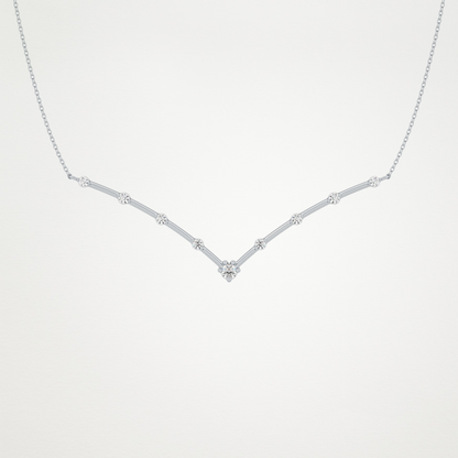 0.33 CT Moissanite V Shaped Necklace in 14K or 18K Solid Gold – DEF Color, VVS Clarity