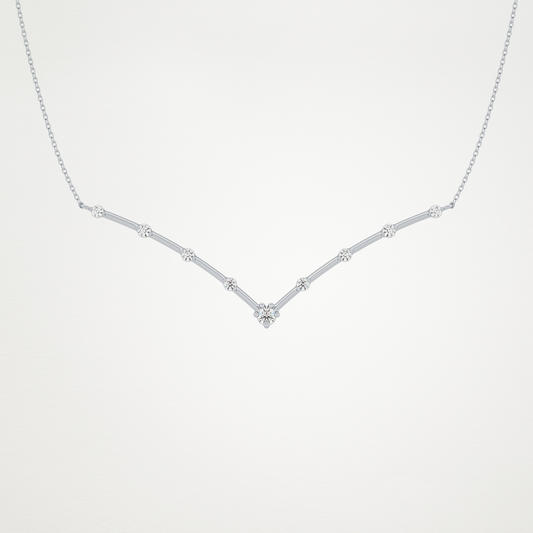 0.33 CT Moissanite V Shaped Necklace in 14K or 18K Solid Gold – DEF Color, VVS Clarity