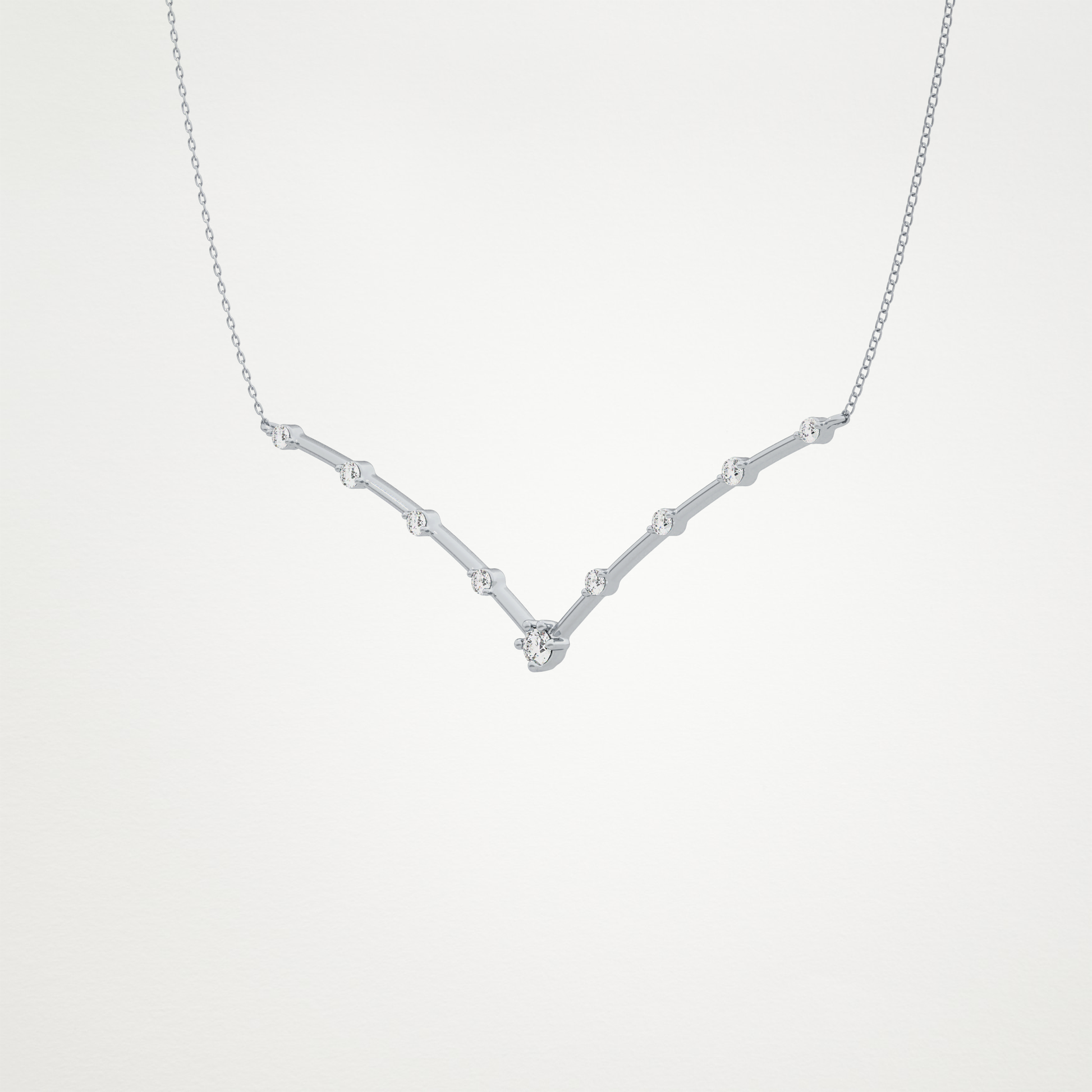 0.33 CT Moissanite V Shaped Necklace in 14K or 18K Solid Gold – DEF Color, VVS Clarity