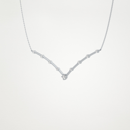 0.33 CT Moissanite V Shaped Necklace in 14K or 18K Solid Gold – DEF Color, VVS Clarity