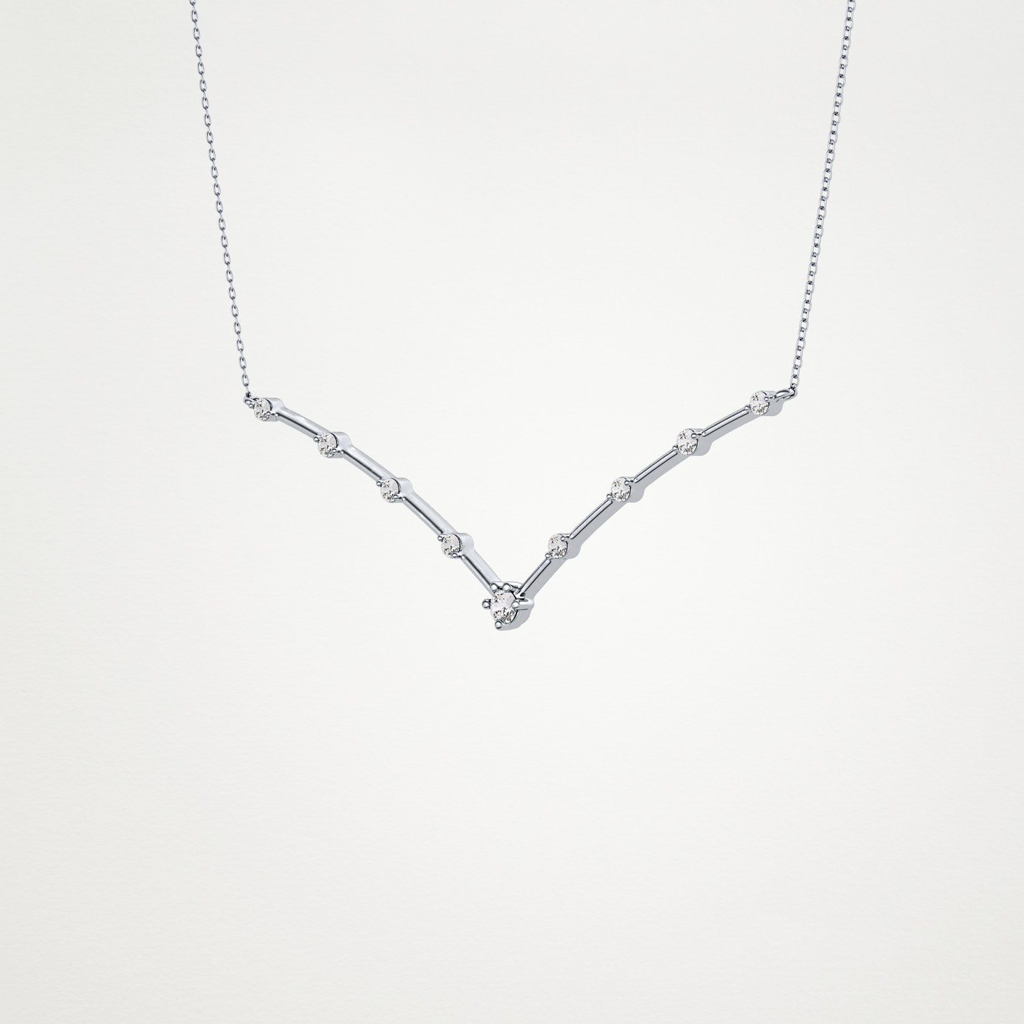 0.33 CT Moissanite V Shaped Necklace in 14K or 18K Solid Gold – DEF Color, VVS Clarity