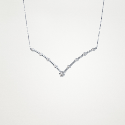 0.33 CT Moissanite V Shaped Necklace in 14K or 18K Solid Gold – DEF Color, VVS Clarity