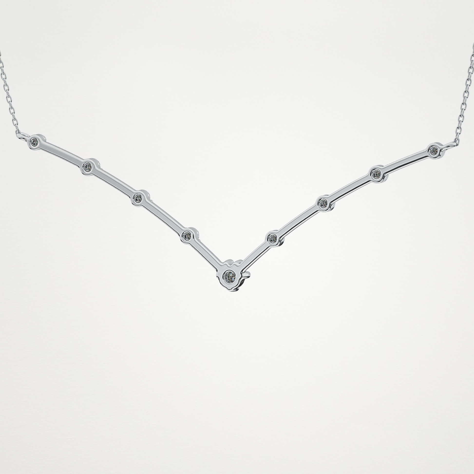 0.33 CT Moissanite V Shaped Necklace in 14K or 18K Solid Gold – DEF Color, VVS Clarity