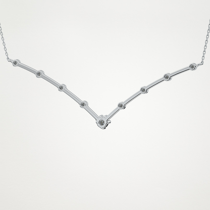 0.33 CT Moissanite V Shaped Necklace in 14K or 18K Solid Gold – DEF Color, VVS Clarity