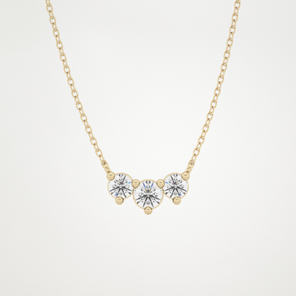 0.35 CT Moissanite 3 Stones Necklace in 14K or 18K Solid Gold – DEF Color, VVS Clarity