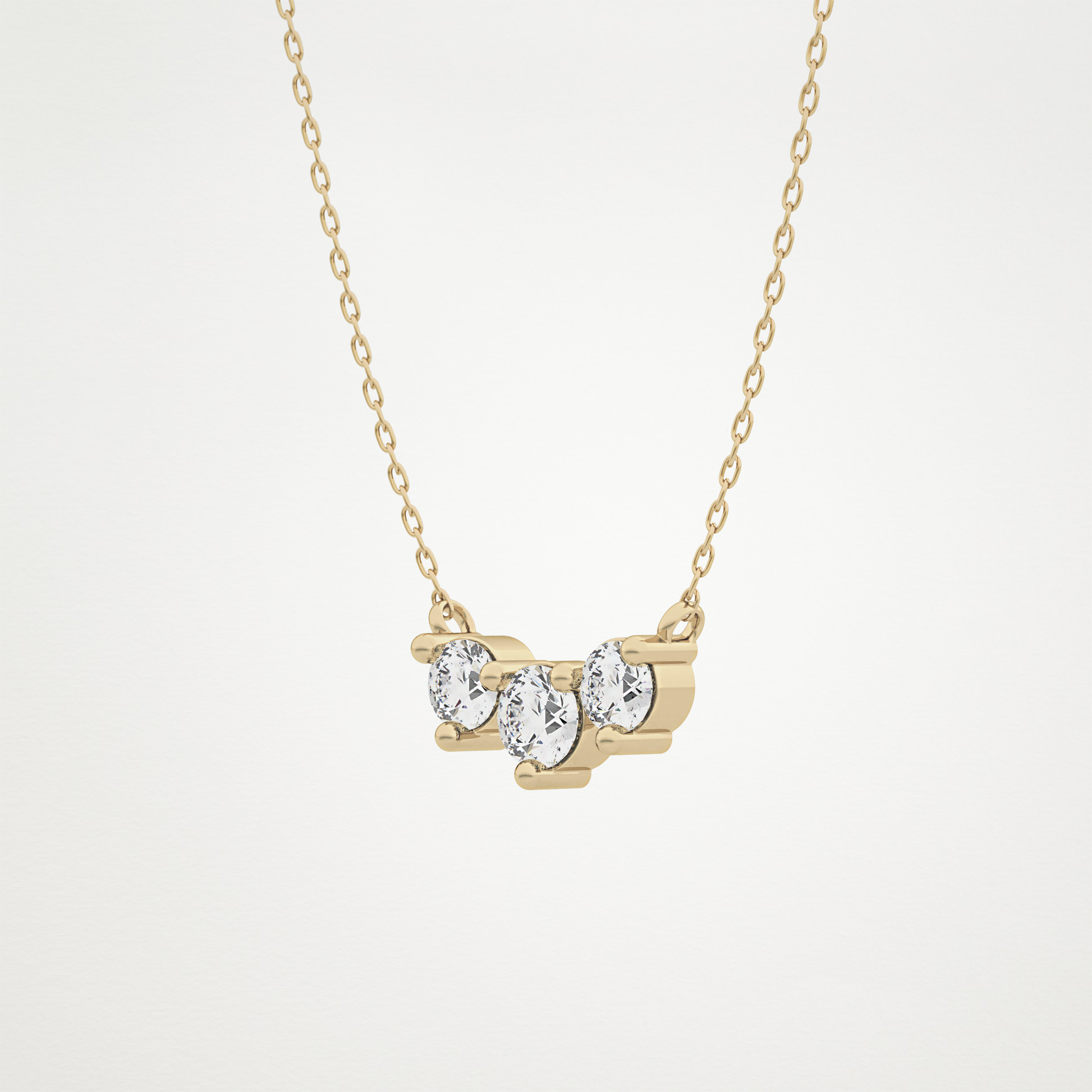 0.35 CT Moissanite 3 Stones Necklace in 14K or 18K Solid Gold – DEF Color, VVS Clarity