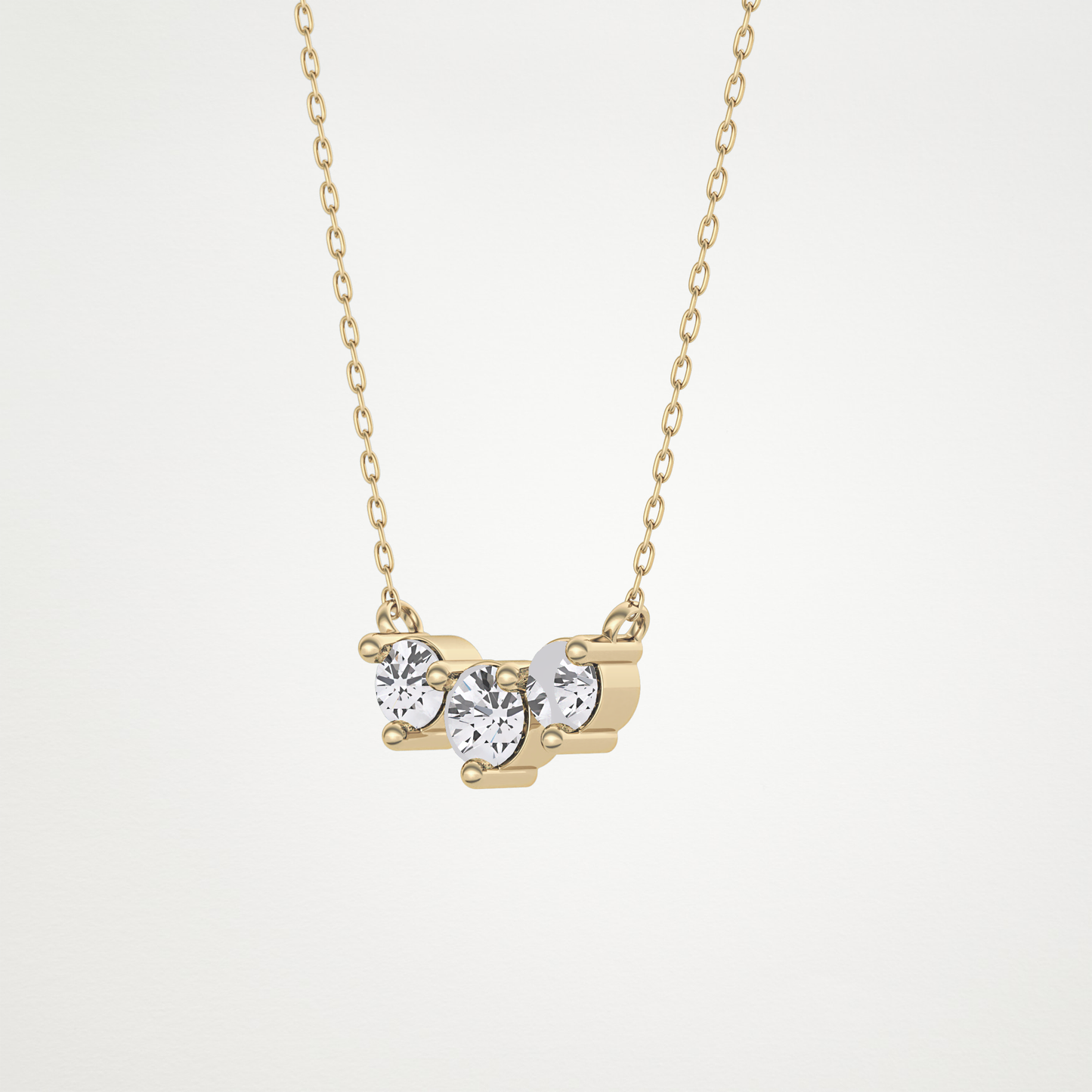 0.35 CT Moissanite 3 Stones Necklace in 14K or 18K Solid Gold – DEF Color, VVS Clarity
