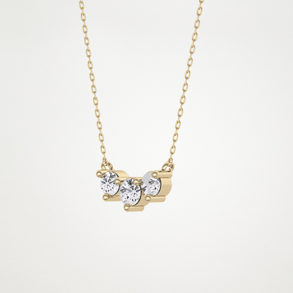 0.35 CT Moissanite 3 Stones Necklace in 14K or 18K Solid Gold – DEF Color, VVS Clarity