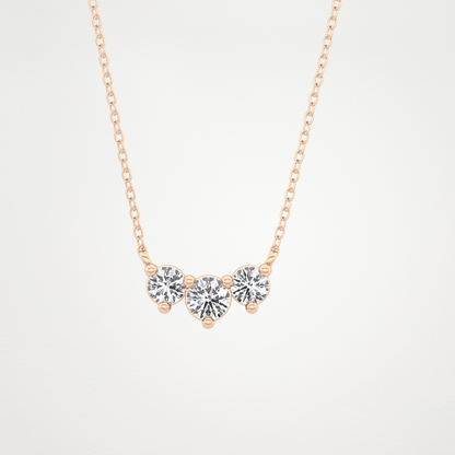 0.35 CT Moissanite 3 Stones Necklace in 14K or 18K Solid Gold – DEF Color, VVS Clarity