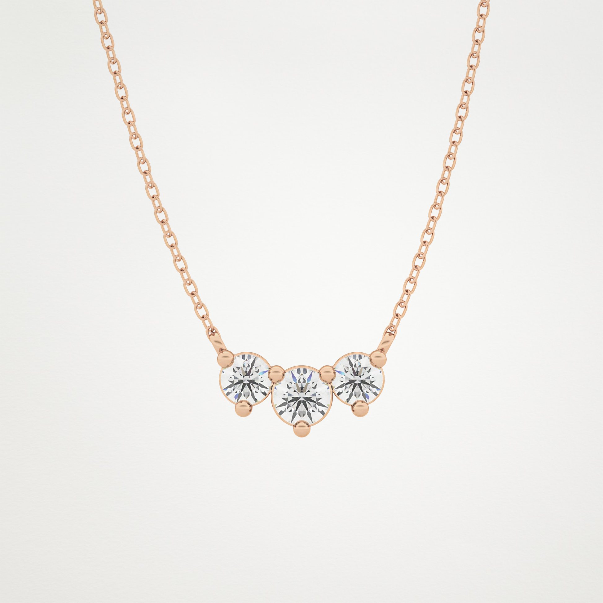 0.35 CT Moissanite 3 Stones Necklace in 14K or 18K Solid Gold – DEF Color, VVS Clarity