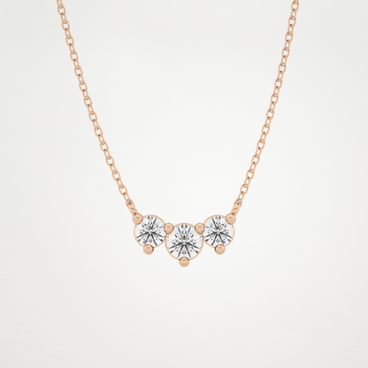 0.35 CT Moissanite 3 Stones Necklace in 14K or 18K Solid Gold – DEF Color, VVS Clarity