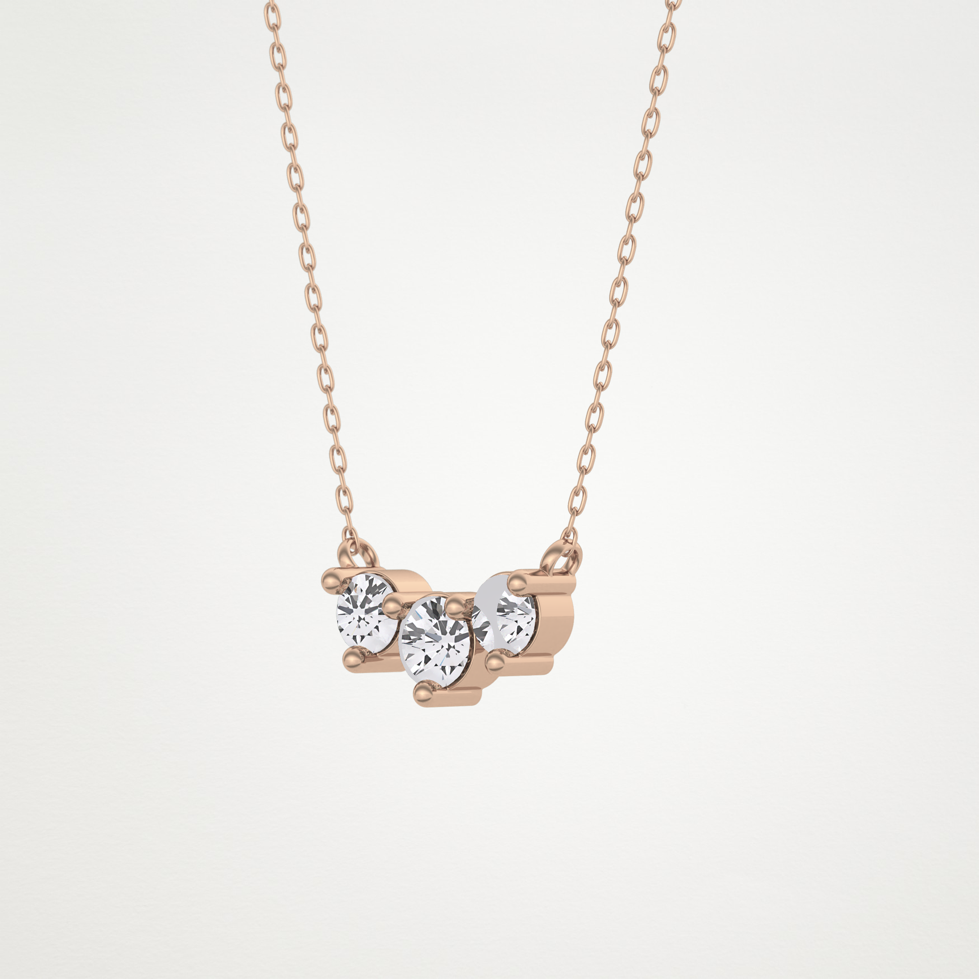 0.35 CT Moissanite 3 Stones Necklace in 14K or 18K Solid Gold – DEF Color, VVS Clarity