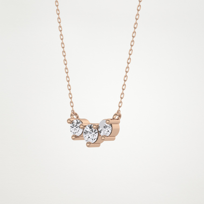 0.35 CT Moissanite 3 Stones Necklace in 14K or 18K Solid Gold – DEF Color, VVS Clarity