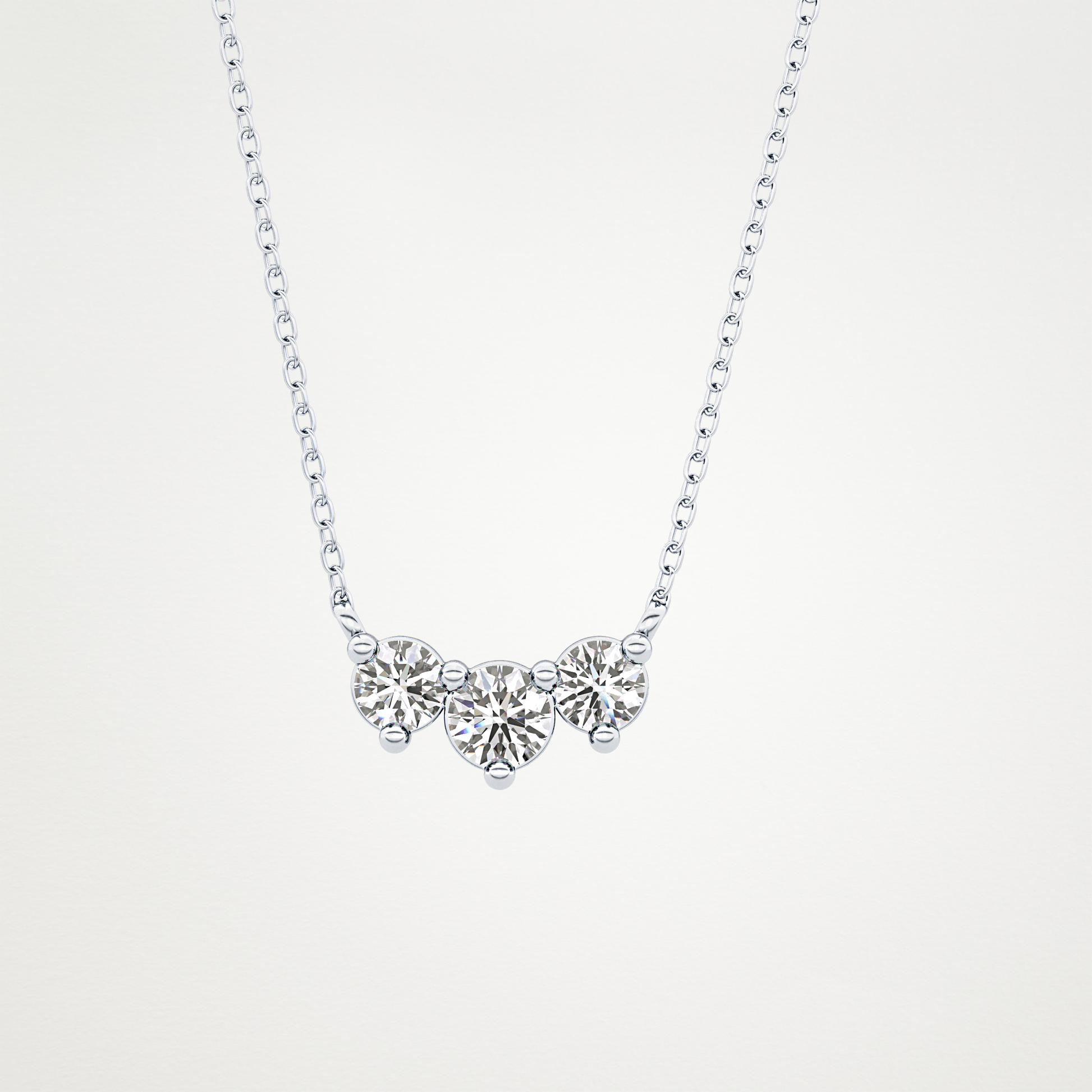 0.35 CT Moissanite 3 Stones Necklace in 14K or 18K Solid Gold – DEF Color, VVS Clarity