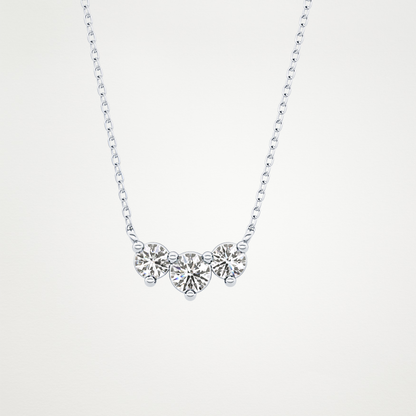 0.35 CT Moissanite 3 Stones Necklace in 14K or 18K Solid Gold – DEF Color, VVS Clarity