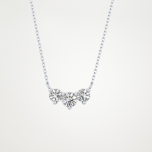 0.35 CT Moissanite 3 Stones Necklace in 14K or 18K Solid Gold – DEF Color, VVS Clarity