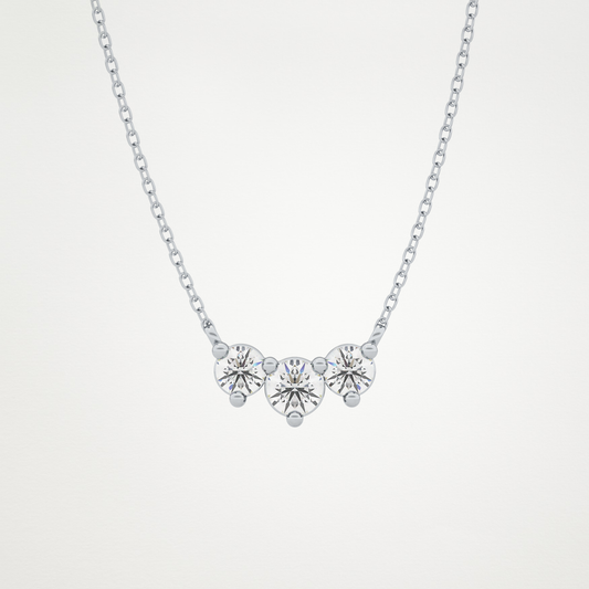 0.35 CT Moissanite 3 Stones Necklace in 14K or 18K Solid Gold – DEF Color, VVS Clarity