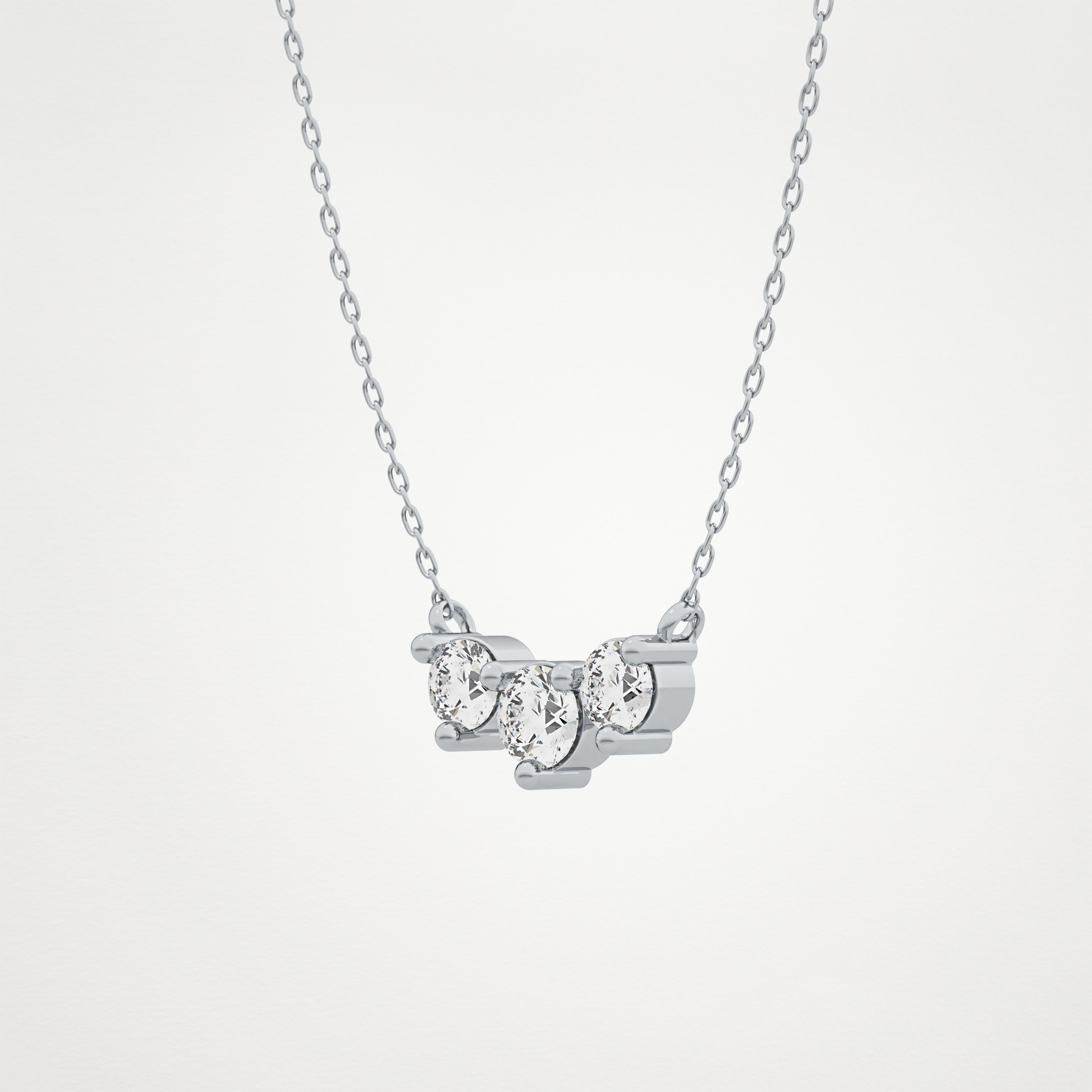 0.35 CT Moissanite 3 Stones Necklace in 14K or 18K Solid Gold – DEF Color, VVS Clarity