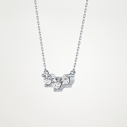 0.35 CT Moissanite 3 Stones Necklace in 14K or 18K Solid Gold – DEF Color, VVS Clarity