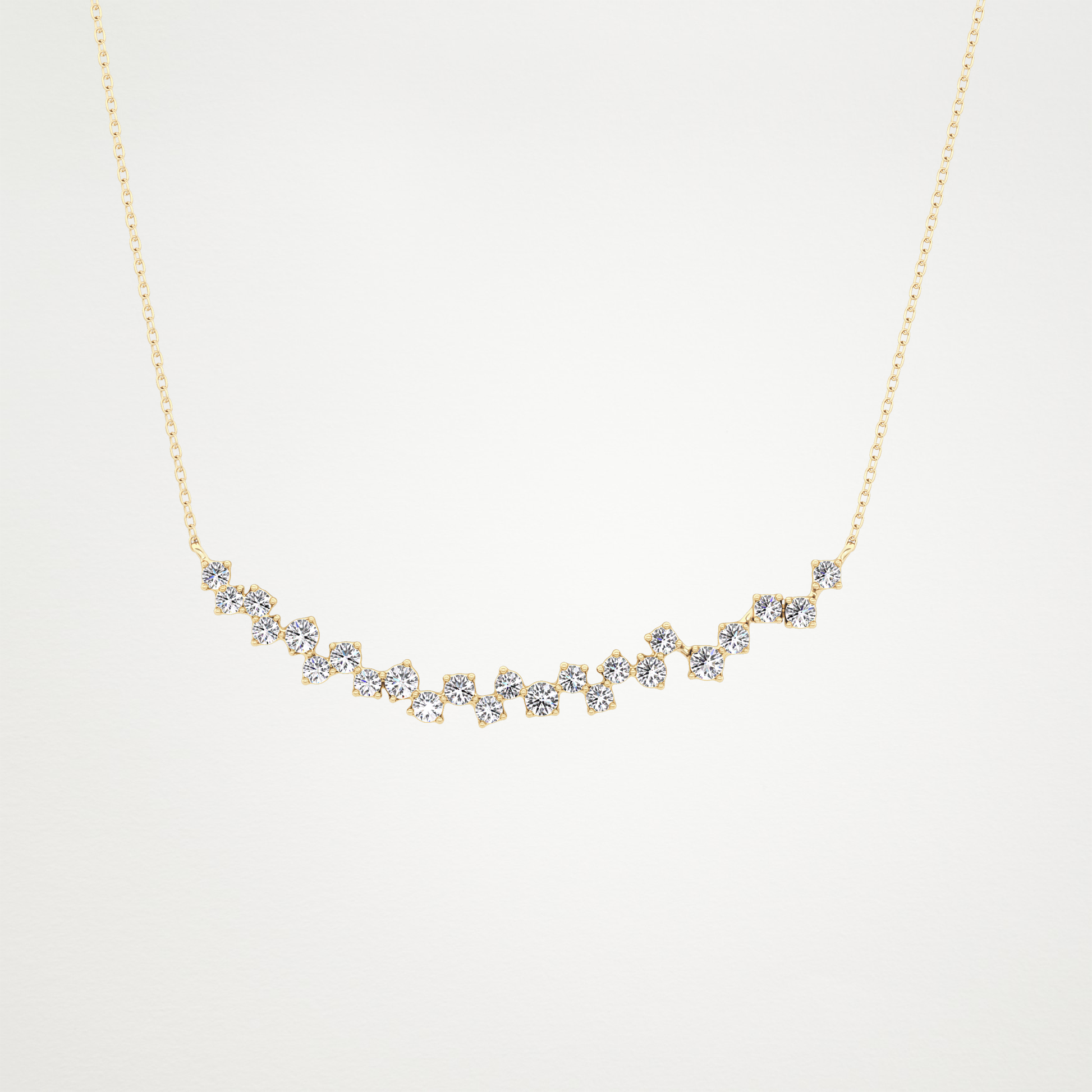 0.65 CT Moissanite Cluster Necklace in 14K or 18K Solid Gold – DEF Color, VVS Clarity