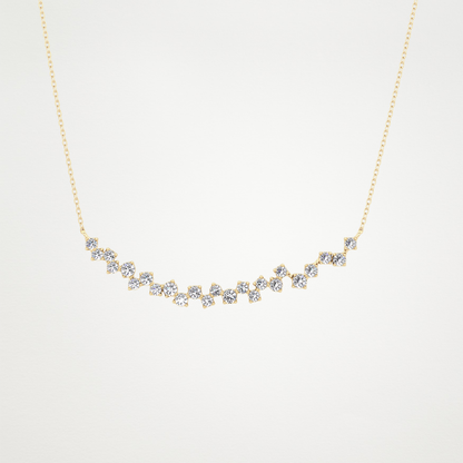 0.65 CT Moissanite Cluster Necklace in 14K or 18K Solid Gold – DEF Color, VVS Clarity