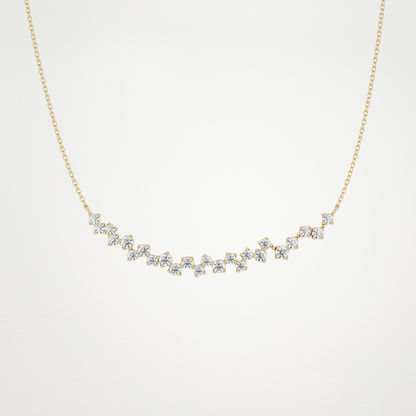 0.65 CT Moissanite Cluster Necklace in 14K or 18K Solid Gold – DEF Color, VVS Clarity