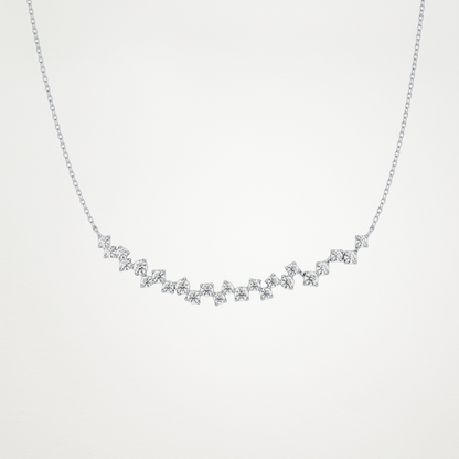 0.65 CT Moissanite Cluster Necklace in 14K or 18K Solid Gold – DEF Color, VVS Clarity