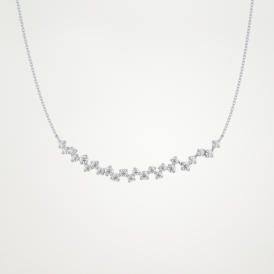 0.65 CT Moissanite Cluster Necklace in 14K or 18K Solid Gold – DEF Color, VVS Clarity