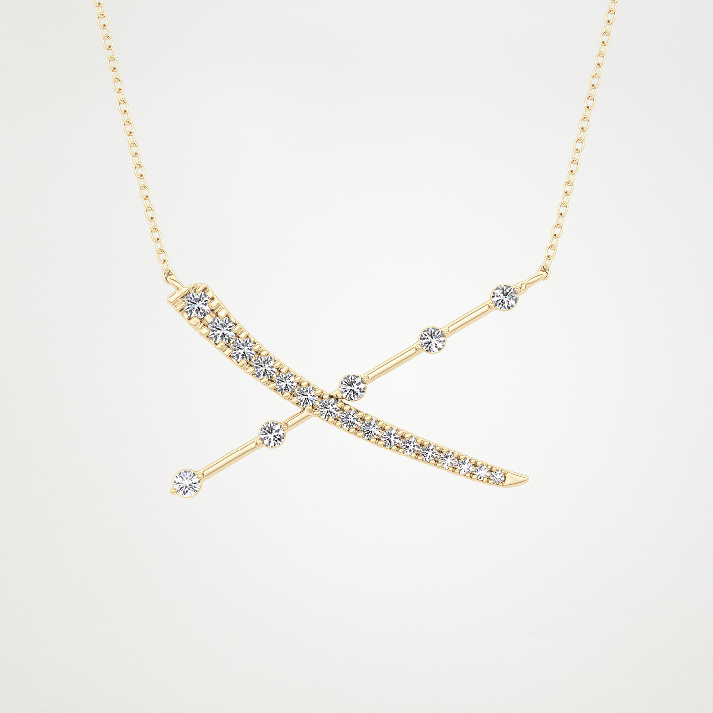0.34 CT Moissanite X Shaped Necklace in 14K or 18K Solid Gold – DEF Color, VVS Clarity