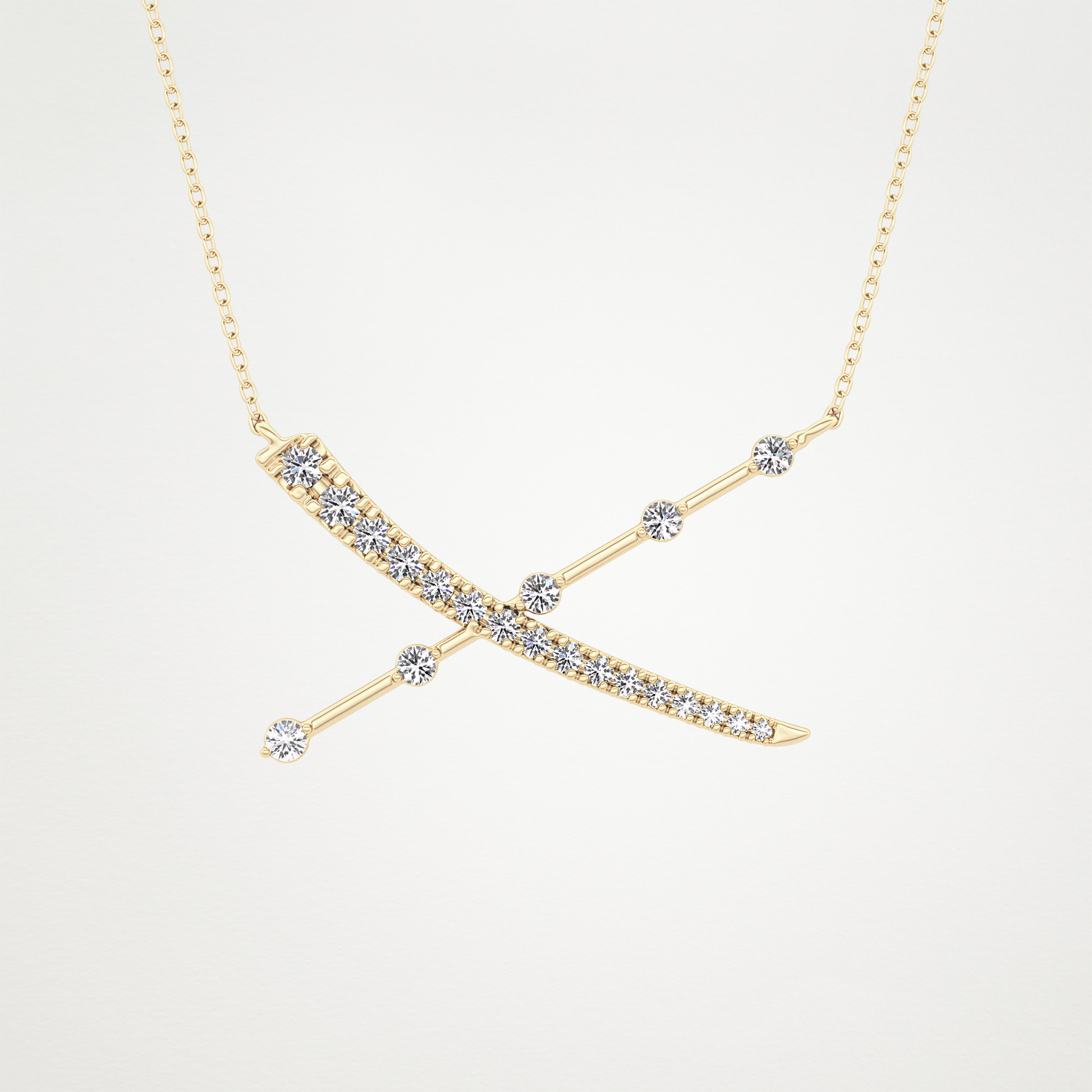 0.34 CT Moissanite X Shaped Necklace in 14K or 18K Solid Gold – DEF Color, VVS Clarity
