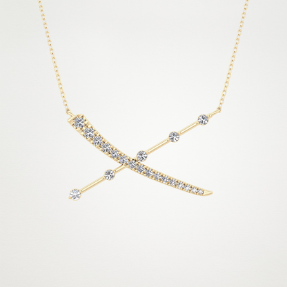 0.34 CT Moissanite X Shaped Necklace in 14K or 18K Solid Gold – DEF Color, VVS Clarity