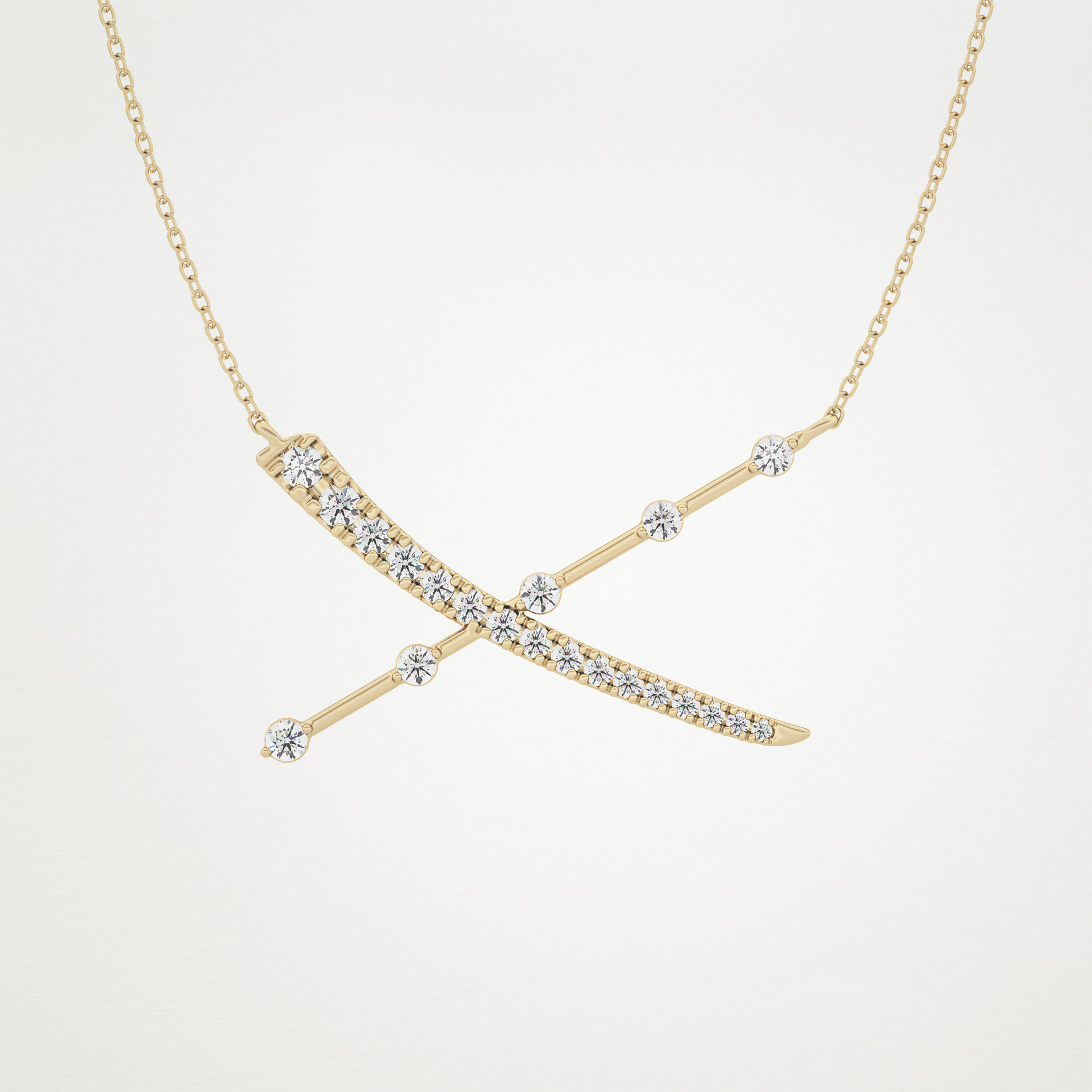 0.34 CT Moissanite X Shaped Necklace in 14K or 18K Solid Gold – DEF Color, VVS Clarity