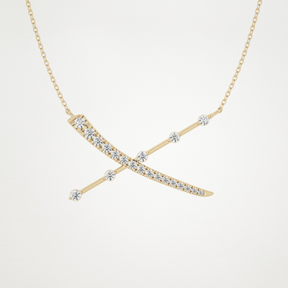 0.34 CT Moissanite X Shaped Necklace in 14K or 18K Solid Gold – DEF Color, VVS Clarity