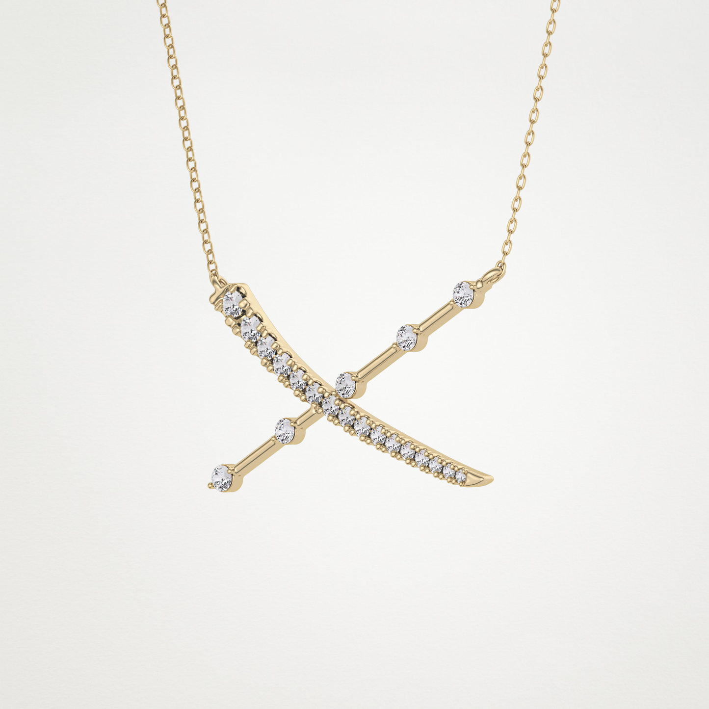 0.34 CT Moissanite X Shaped Necklace in 14K or 18K Solid Gold – DEF Color, VVS Clarity
